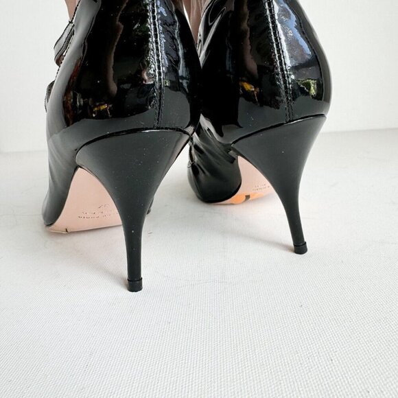 Red By Valentio Bow Detail Place PAtent Leather Nude beige Illusion Booties 37 - Picture 8 of 11